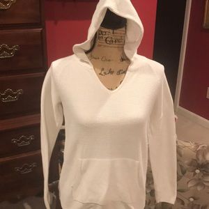 GAP white woven hoodie sweatshirt with pocket